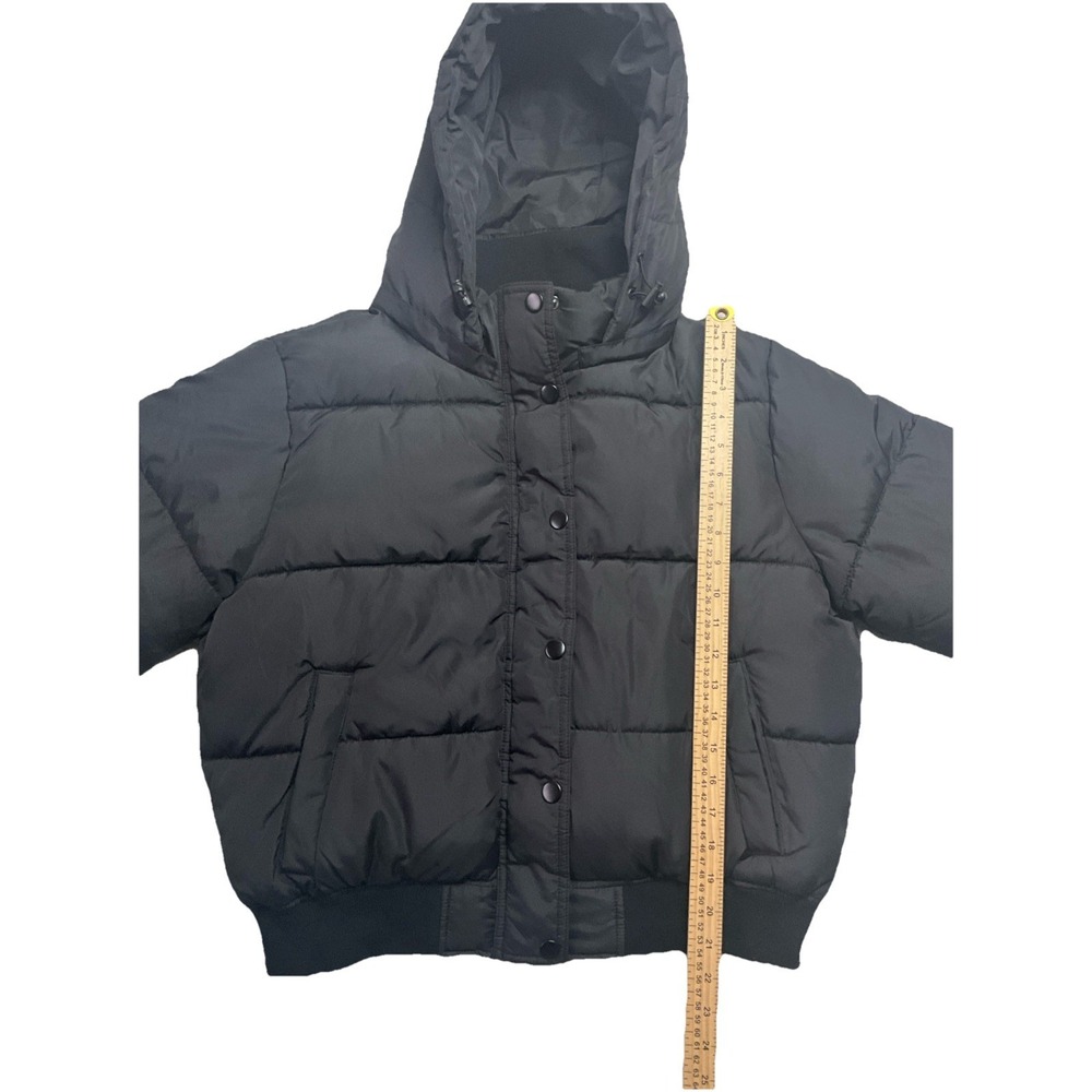 Aeropostale Black Zip Up And Buttoned Up Hooded Puffer Jacket Size L - Picture 2 of 7